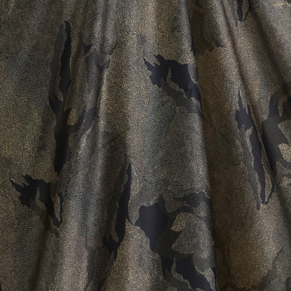 Black Satin Silk Abstract Printed Fabric