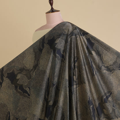 Black Satin Silk Abstract Printed Fabric
