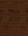 Brown Satin Dupion Fabric with Thread Geometric Embroidery