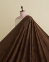 Brown Satin Dupion Fabric with Thread Geometric Embroidery