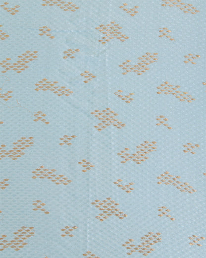 Satin Dupion Fabric with Resham & Zari Embroidery Baby Blue