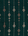Bottle Green Slub Silk Thread Stripe Embroidery Fabric