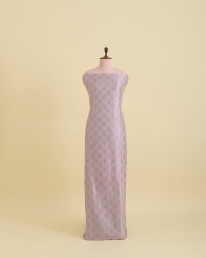 Cement Grey Silk Buta Woven Brocade Fabric