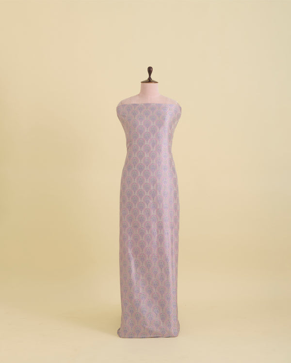 Cement Grey Silk Buta Woven Brocade Fabric