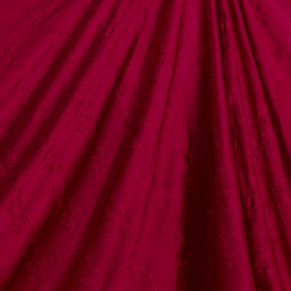 Dark Maroon Satin Dupion Thread Shlok Embroidery Fabric
