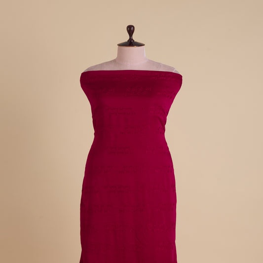 Dark Maroon Satin Dupion Thread Shlok Embroidery Fabric