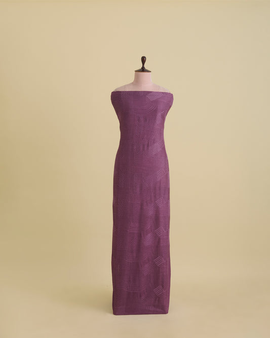 Slub Silk Thread Geometric Embroidery Fabric – Dusty Onion Pink