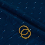 Dark Blue Slub Silk Mirror Work Fabric