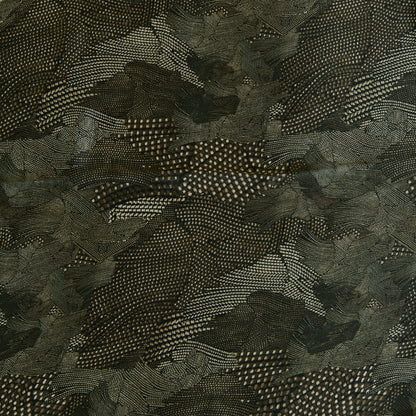 Dark Green Satin Silk Abstract Print Fabric