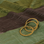 Green Grey Slub Silk Digital Printed Multi Patta Fabric