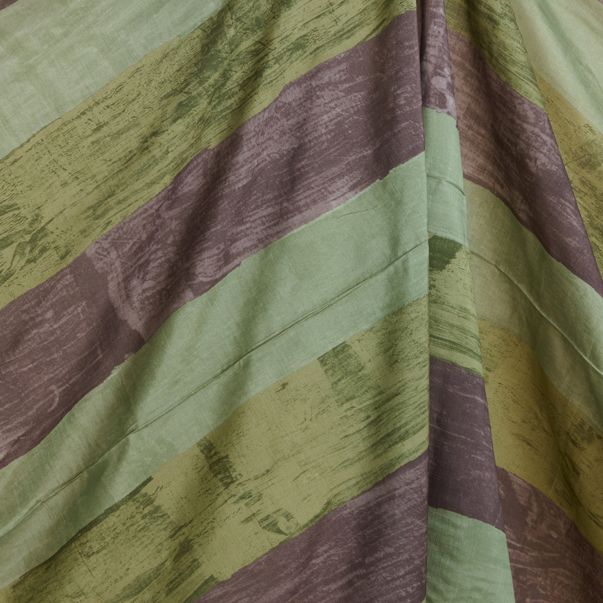 Green Grey Slub Silk Digital Printed Multi Patta Fabric