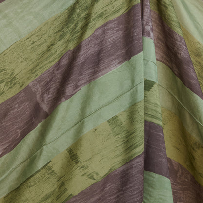 Green Grey Slub Silk Digital Printed Multi Patta Fabric