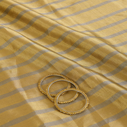 Gold Silver Silk Tissue Silver Stripes Fabric