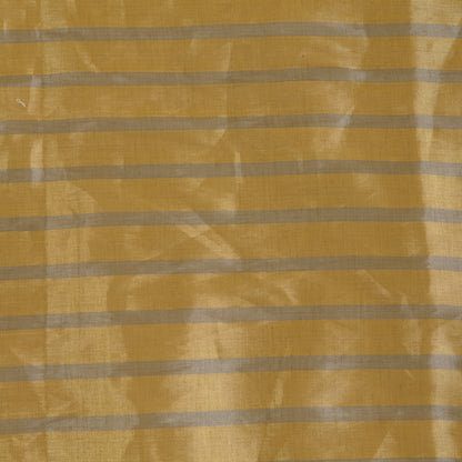 Gold Silver Silk Tissue Silver Stripes Fabric