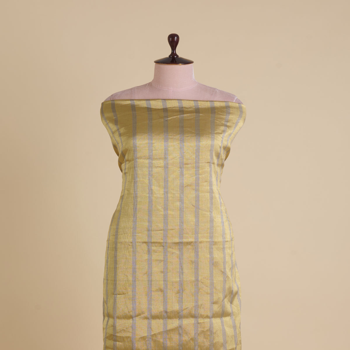 Gold Silver Silk Tissue Silver Stripes Fabric