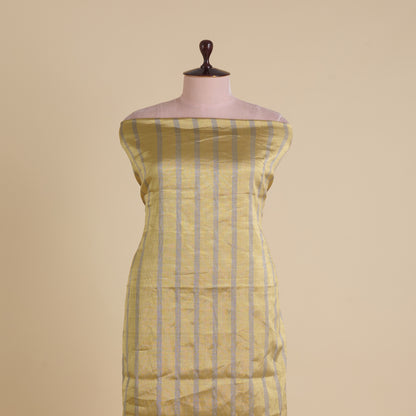Gold Silver Silk Tissue Silver Stripes Fabric