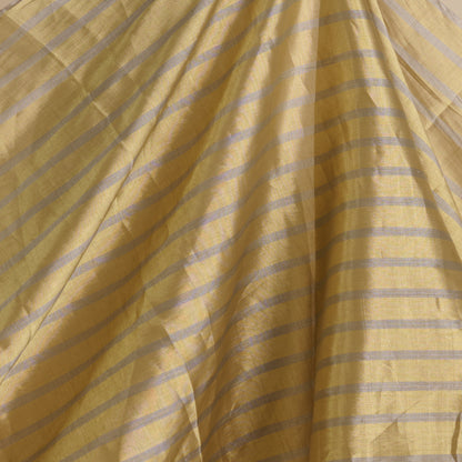 Gold Silver Silk Tissue Silver Stripes Fabric