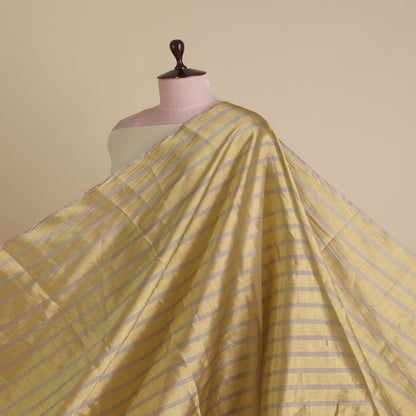 Gold Silver Silk Tissue Silver Stripes Fabric