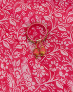Hot Pink Silk Chanderi Floral Jaal