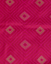 Hot Pink Silk Resham Geometric Antique Mina Brocade Fabric