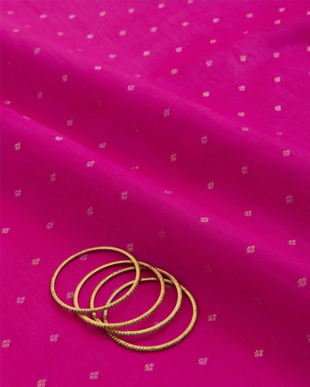 Hot Pink Spun Tussar G/S Zari Buta Woven Fabric