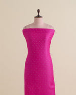 Hot Pink Spun Tussar G/S Zari Buta Woven Fabric