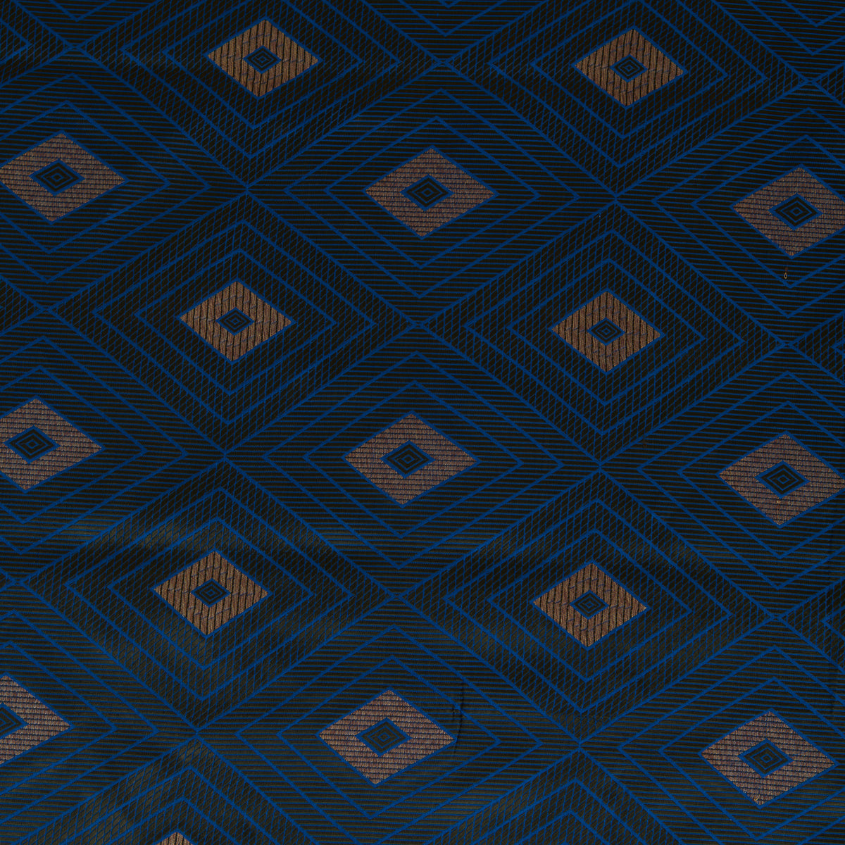 Imperial Blue Silk Resham Geometric Antique Mina Brocade Fabric