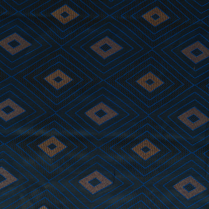 Imperial Blue Silk Resham Geometric Antique Mina Brocade Fabric