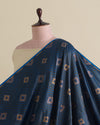 Imperial Blue Silk Resham Geometric Antique Mina Brocade Fabric