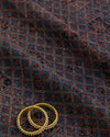 Slub Silk Ajrakh Printed Embroidery Fabric Indigo Blue