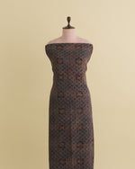 Slub Silk Ajrakh Printed Embroidery Fabric Indigo Blue