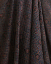 Slub Silk Ajrakh Printed Embroidery Fabric Indigo Blue