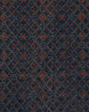 Slub Silk Ajrakh Printed Embroidery Fabric Indigo Blue