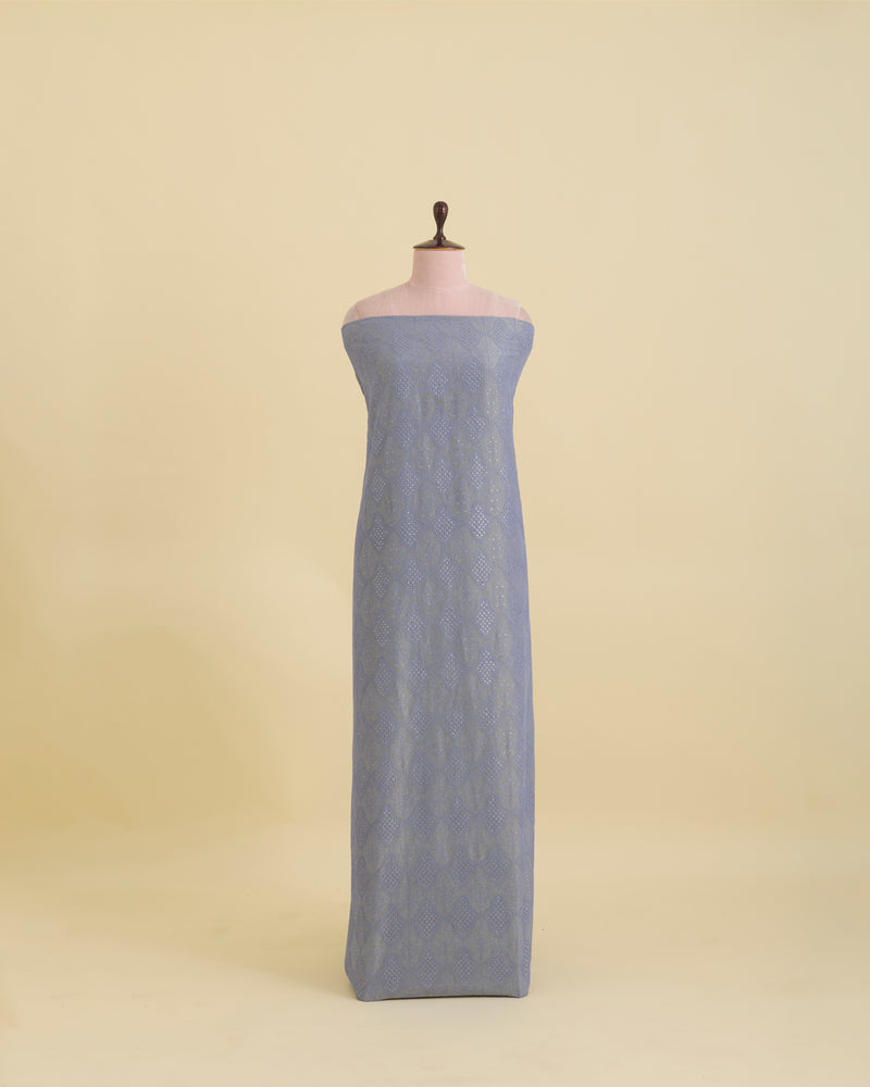 Lilac Blue Semi Organza Tissue Lucknowi Jaal Sequins