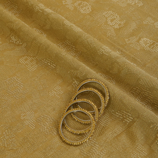 Light Green Slub Silk Geometric Embroidered Fabric