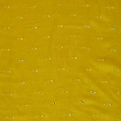 Lime Green Slub Silk Mirror Work Fabric