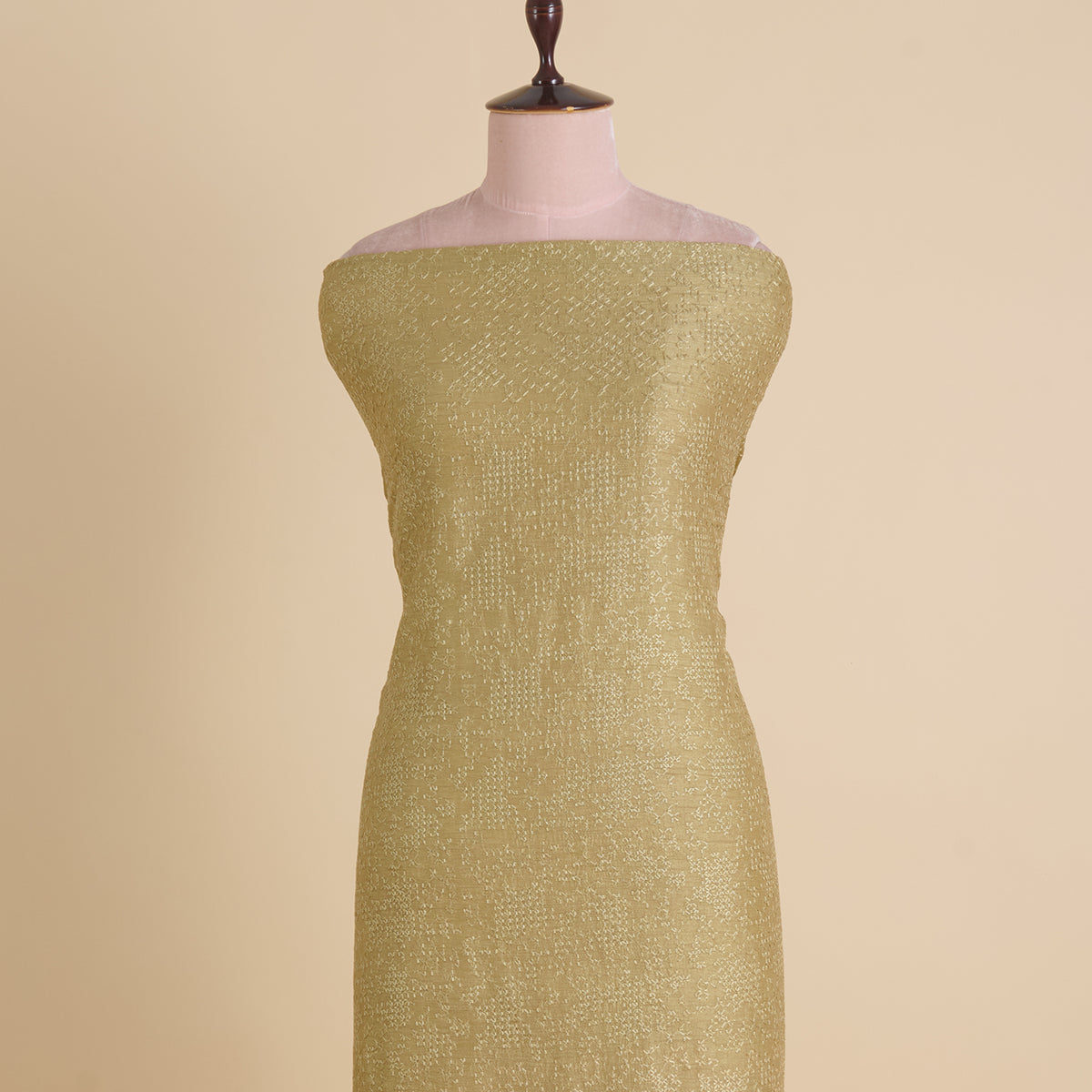 Mehendi Green Slub Silk Chawal Taka Embroidery