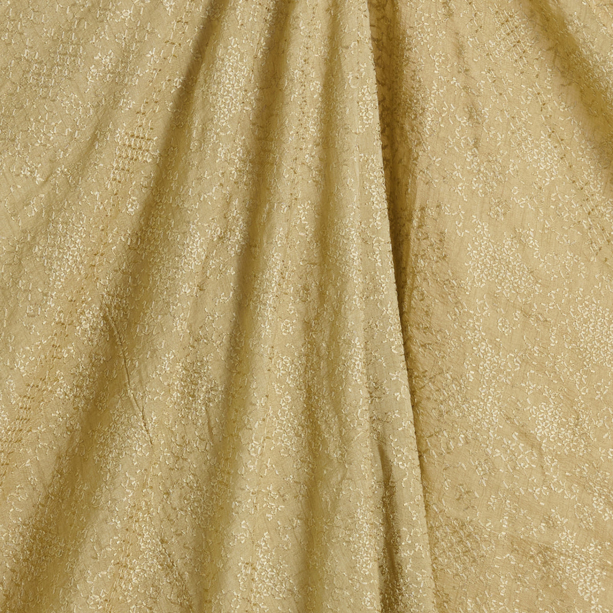 Mehendi Green Slub Silk Chawal Taka Embroidery