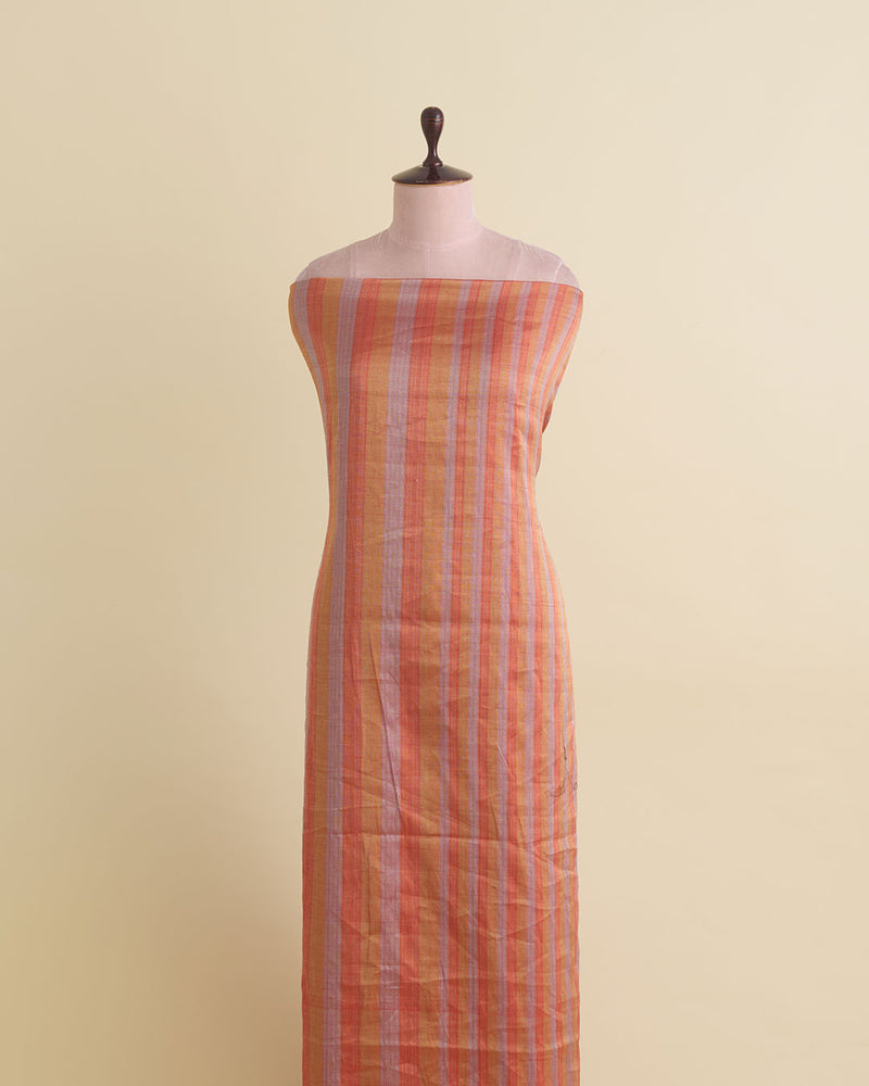 Multicolor Silk Tissue Multi Patta Fabric