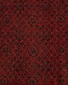 Slub Silk Ajrakh Printed With Stitches & Sequins Embroidery Fabric Maroon