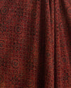 Slub Silk Ajrakh Printed With Stitches & Sequins Embroidery Fabric Maroon