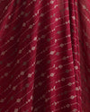 Maroon Slub Silk Thread Stripe Embroidery Fabric