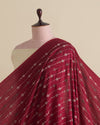 Maroon Slub Silk Thread Stripe Embroidery Fabric