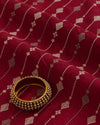 Maroon Slub Silk Thread Stripe Embroidery Fabric