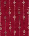 Maroon Slub Silk Thread Stripe Embroidery Fabric