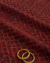 Slub Silk Ajrakh Printed With Stitches & Sequins Embroidery Fabric Maroon