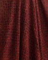 Slub Silk Ajrakh Printed With Stitches & Sequins Embroidery Fabric Maroon