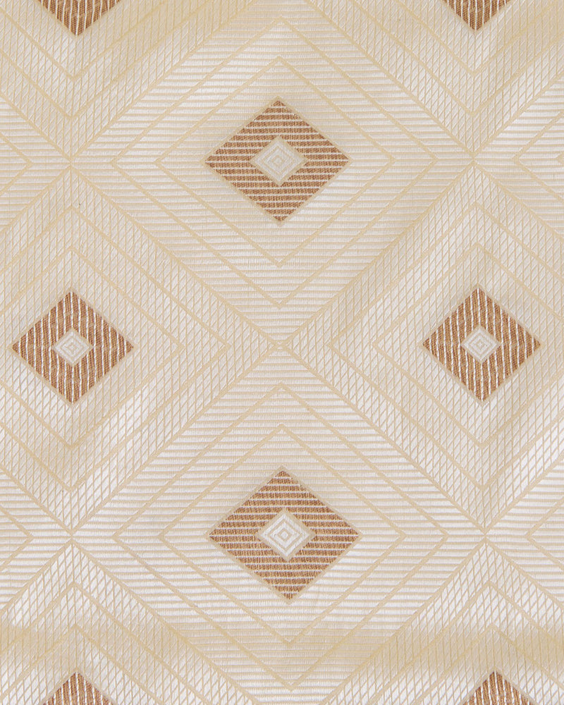 White Silk Resham Geometric Antique Mina Brocade Fabric