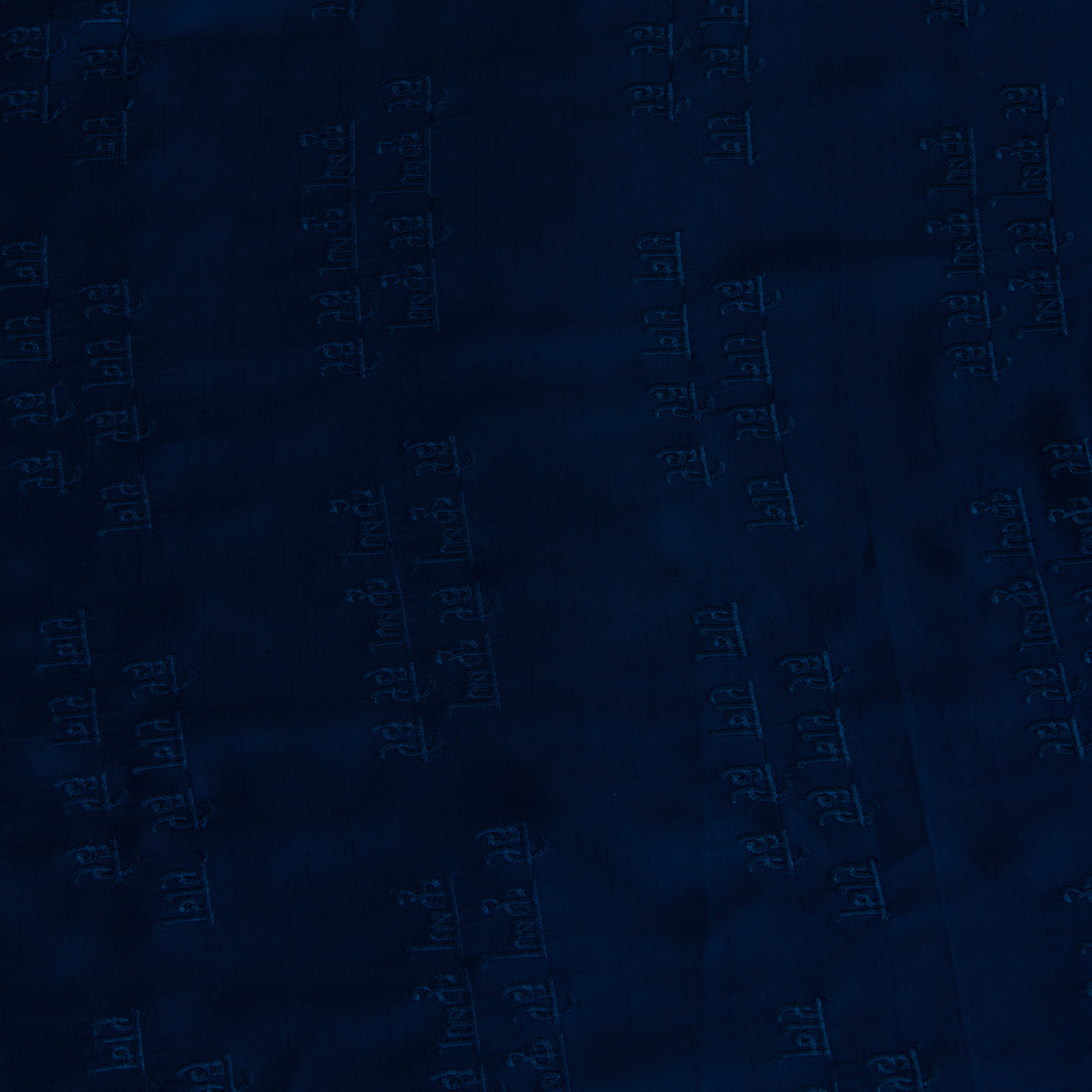 Navy Blue Satin Dupion Thread Shlok Embroidery Fabric