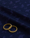 Navy Blue Satin Dupion Fabric with Snake Resham Embroidery